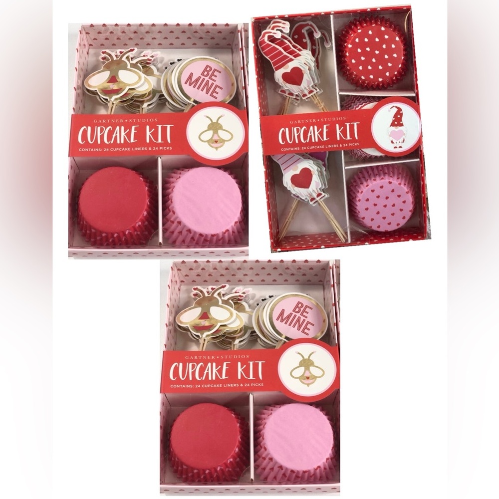 Cupcake Kits 3 Boxes 72 Cupcake Liners & 72 Cupcake Picks Bee Mine & Gnome Fun